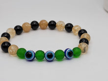 Load image into Gallery viewer, Harmony & Protection Bracelet Collection: Moldavite, Evil Eye, Citrine, Black Obsidian