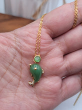 Load image into Gallery viewer, Elegant 18 Inch Gold Tone Necklace with Green Aventurine Dolphin Pendant - Perfect Gift for Her