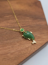 Load image into Gallery viewer, Elegant 18 Inch Gold Tone Necklace with Green Aventurine Dolphin Pendant - Perfect Gift for Her