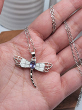 Load image into Gallery viewer, Dragonfly Pendant Necklace - Trendy Dragonfly necklace Silver tone