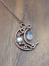 Load image into Gallery viewer, Trendy Cute Crystal Necklace Wired Moon Necklace Healing Crystal
