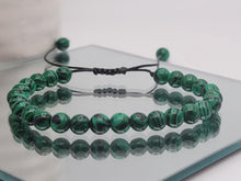 Load image into Gallery viewer, Stunning Handcrafted 6mm Malachite Adjustable Bracelet: A Beaded Beauty for All