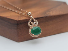 Load image into Gallery viewer, Elegant 18-Inch Rose Gold Necklace with Green Jade Drop Pendant - Perfect Gift for Her