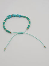 Load image into Gallery viewer, Blue Turquoise Chip Bracelet Handmade Genuine Crystal Bracelet