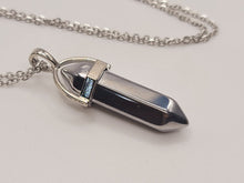 Load image into Gallery viewer, Crystal Necklace Hematite Healing Crystal Point Necklace Silver Tone