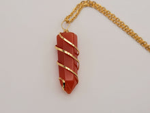 Load image into Gallery viewer, Carnelian Wire wrapped Crystal Necklace Handmade