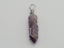Load image into Gallery viewer, Silver Wire Wrapped Amethyst Point Necklace Genuine Handmade