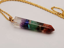 Load image into Gallery viewer, Natural Handmade Crystal Necklace Gold Tone 7 Chakras Healing Necklace Gemstone Chip
