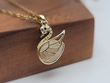 Load image into Gallery viewer, Milky Quartz Handmade Swan Necklace Gold Tone Swan Necklace