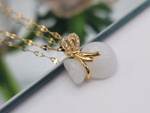 Load image into Gallery viewer, Milky Quartz Handmade Shirt Necklace Gold Tone Bag Necklace
