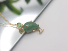 Load image into Gallery viewer, Elegant 18 Inch Gold Tone Necklace with Green Aventurine Dolphin Pendant - Perfect Gift for Her