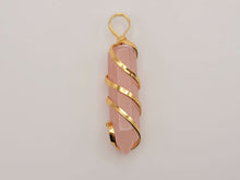 Load image into Gallery viewer, Rose Quartz Handmade Point Wire Wrapped Golden Necklace Hexagon Chain