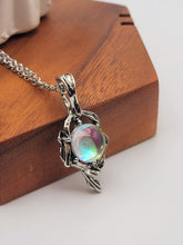 Load image into Gallery viewer, Silver Wire Wrapped Moon Stone Necklace Healing Crystal Necklace Silver tone
