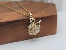Load image into Gallery viewer, Milky Quartz Handmade Swan Necklace Gold Tone Swan Necklace