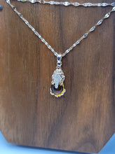 Load image into Gallery viewer, Rose Gold Tone Citrine Crystal Elephant Necklace November Birthstone