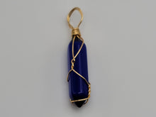Load image into Gallery viewer, Natural Cat eye Point Necklace Blue Colored Handmade Pendant