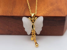 Load image into Gallery viewer, Trendy Butterfly necklace Gold tone - Milky Quartz Butterfly Necklace