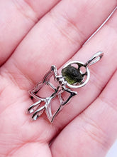 Load image into Gallery viewer, 100% Genuine Natural Moldavite Butterfly Locker Necklace Silver Tone