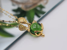 Load image into Gallery viewer, Jade Natural Necklace Gold Tone Necklace- Good Luck•Fortune