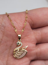 Load image into Gallery viewer, Milky Quartz Handmade Swan Necklace Gold Tone Swan Necklace