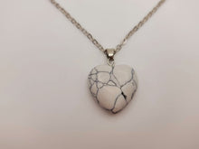 Load image into Gallery viewer, Natural Handmade Crystal Necklace Silver Tone Heart Howite Pendant