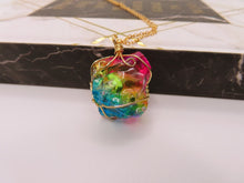 Load image into Gallery viewer, Gold tone Rainbow Quartz Wire wrapped Crystal Necklace