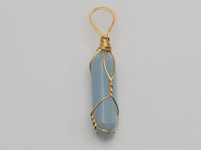Load image into Gallery viewer, Gold tone Blue Chalcedony Wire wrapped Crystal Necklace
