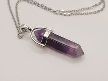 Load image into Gallery viewer, Natural Amethyst Handmade Point Necklace Silver Tone