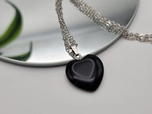 Load image into Gallery viewer, Crystal Necklace Silver Wire Black Obsidean Heart Healing Crystal Necklace