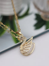 Load image into Gallery viewer, Milky Quartz Handmade Swan Necklace Gold Tone Swan Necklace