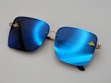 Load image into Gallery viewer, Blue Med Rectangle Unisex Luxury Sunglasses Vintage Punk Bright Blue