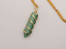 Load image into Gallery viewer, Natural Crystal Necklace Gold Wire Wrapped Green Aventurine
