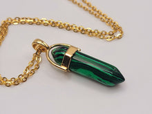 Load image into Gallery viewer, Malachite Handmade Point Necklace Hexagon Chain Golden necklace