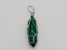 Load image into Gallery viewer, Crystal Necklace Silver Wire Wrapped Malachite Healing Crystal Point Necklace