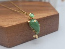 Load image into Gallery viewer, Elegant 18 Inch Gold Tone Necklace with Green Aventurine Dolphin Pendant - Perfect Gift for Her
