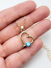 Load image into Gallery viewer, Evil Eye Necklace Blue Evil Eye Blue Eye Necklace Evil Eye Heart pendant