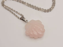 Load image into Gallery viewer, Natural Handmade Crystal Necklace Silver Tone Rose Quartz Sea Shell Pendant Necklace