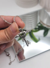 Load image into Gallery viewer, 100% Genuine Natural Moldavite Heart Locker Necklace Silver Tone