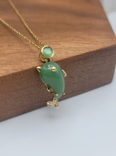Load image into Gallery viewer, Elegant 18 Inch Gold Tone Necklace with Green Aventurine Dolphin Pendant - Perfect Gift for Her