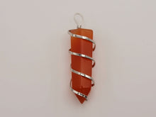 Load image into Gallery viewer, Silver tone Carnelian Wire wrapped Crystal Necklace