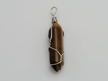 Load image into Gallery viewer, Silver Wire Wrapped Tiger's Eye Healing Crystal Point Necklace