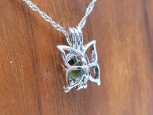 Load image into Gallery viewer, 100% Genuine Natural Moldavite Butterfly Locker Necklace Silver Tone