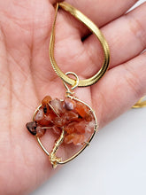 Load image into Gallery viewer, Natural Handmade Crystal Choker Necklace Gold Wire Wrapped Carnelian Heart