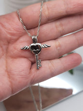 Load image into Gallery viewer, 100% Genuine Natural Moldavite Heart Locker Necklace Silver Tone