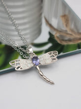 Load image into Gallery viewer, Dragonfly Pendant Necklace - Trendy Dragonfly necklace Silver tone