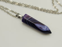 Load image into Gallery viewer, Natural Handmade Crystal Necklace Silver Tone Blue Agate, Pink Agate, Purple Agate