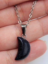 Load image into Gallery viewer, Blue Sandstone Crystal Moon Necklace Trending Pendant Necklace Gift For Her,
