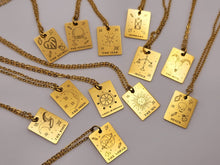 Load image into Gallery viewer, Tarot Gifts • Moon Tarot Card Necklace Gold • Tarot Pendant •