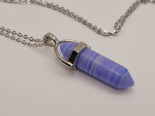 Load image into Gallery viewer, Blue Chalcedony Point necklace Powerful necklace Healing Energy Silver Tone