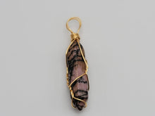 Load image into Gallery viewer, Natural Rhodonite Handmade Point Necklace  Gold Tone